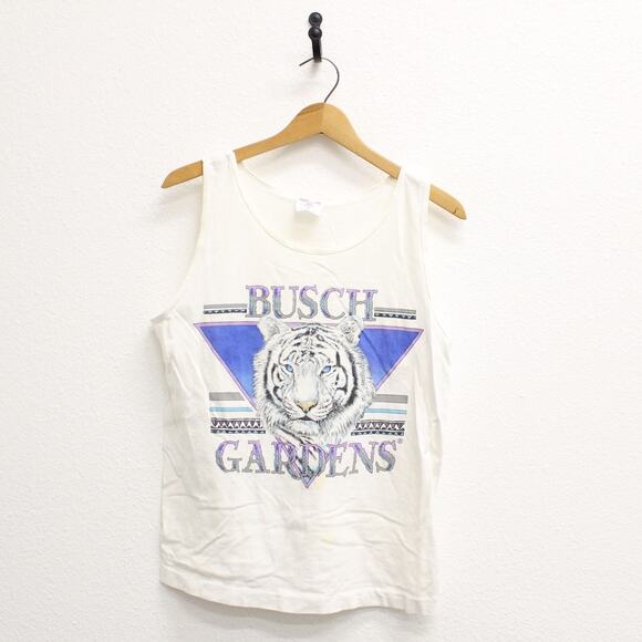 Vintage Busch Gardens Florida White Tiger Tank Top Medium - Picture 1 of 8